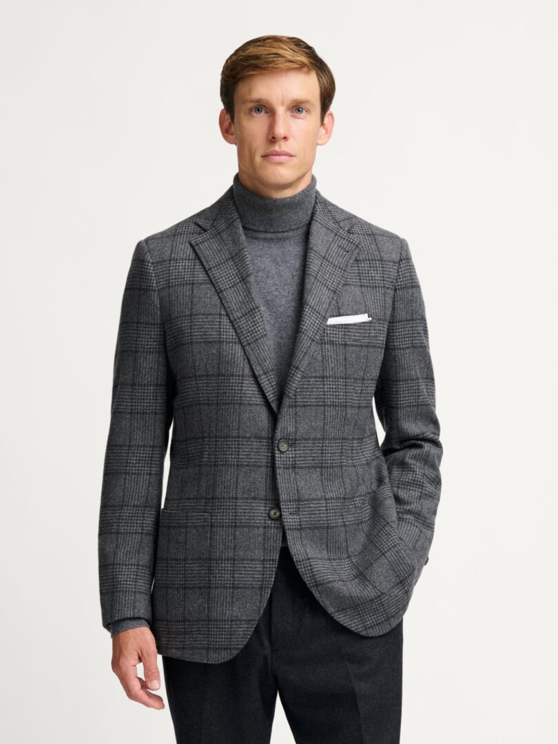Angelico Grey Glen Plaid Italian Wool Flannel Thumb Detail