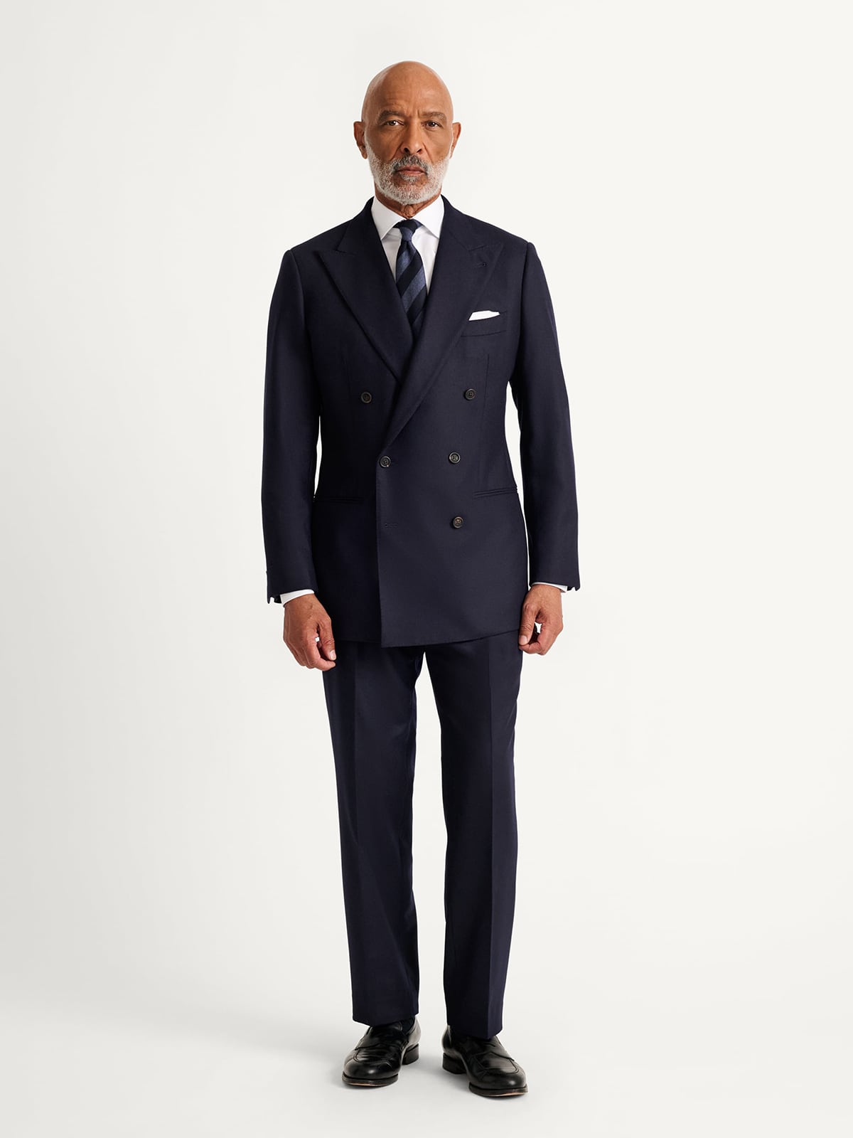 Navy VBC Double Breasted Flannel Carmine Suit - Custom Fit 