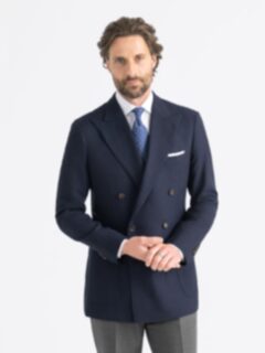 Double Breasted Reda Navy Hopsack Bedford Jacket - Custom Fit