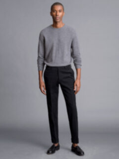 Black Heavy Brushed Cotton Stretch Dress Pant - Custom Fit