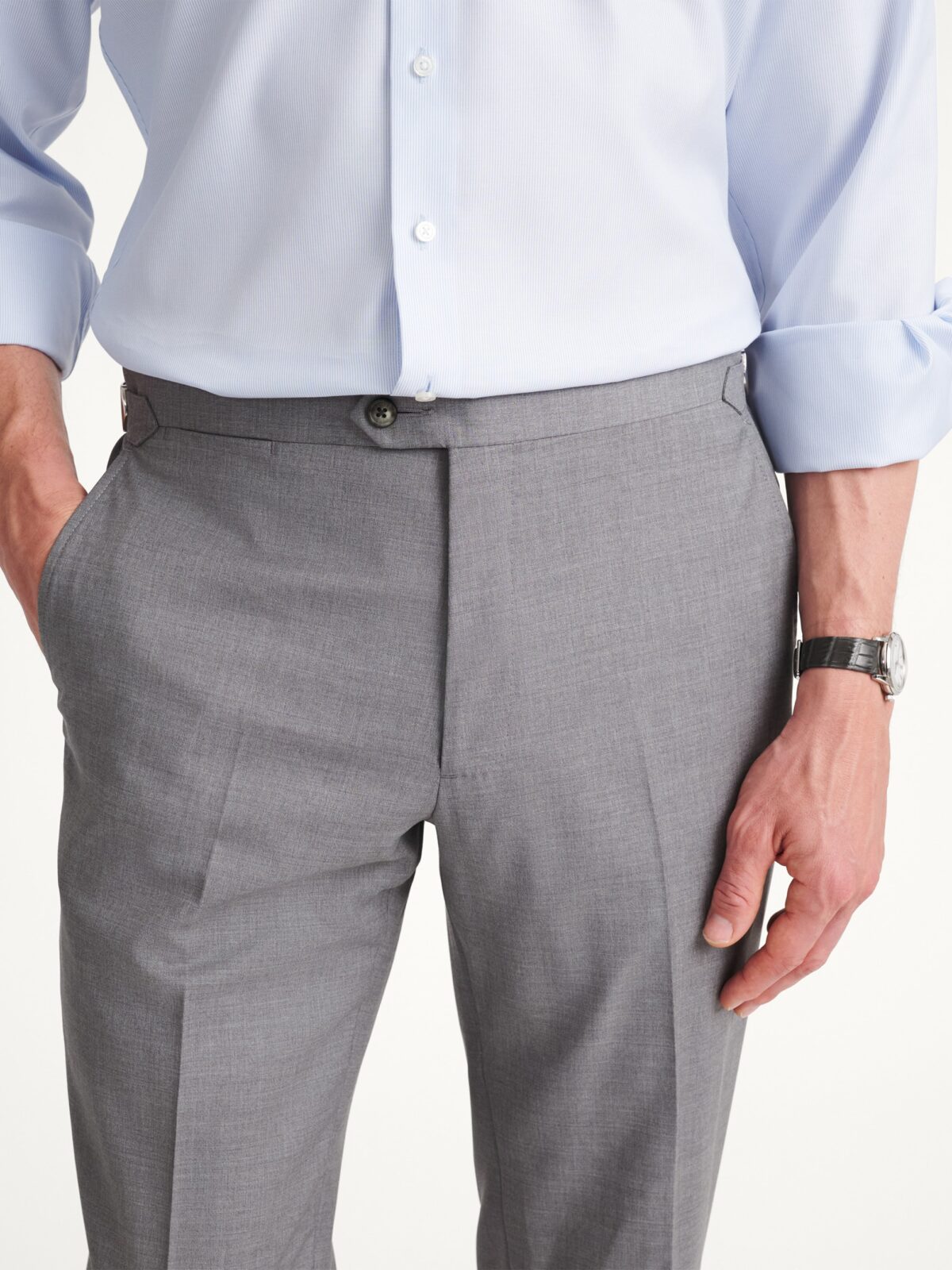 Loro Piana Light Grey Zelander® Dream Tropical Wool Dress Pant