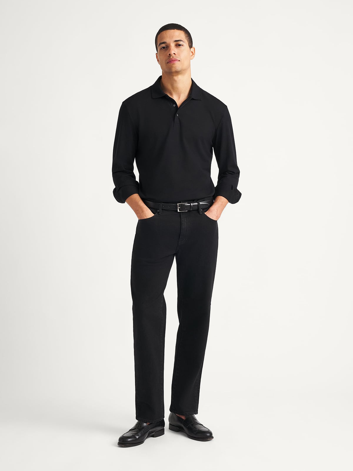 Dean Stretch Slim Jean in Black Rinse Japanese Denim - Custom Fit