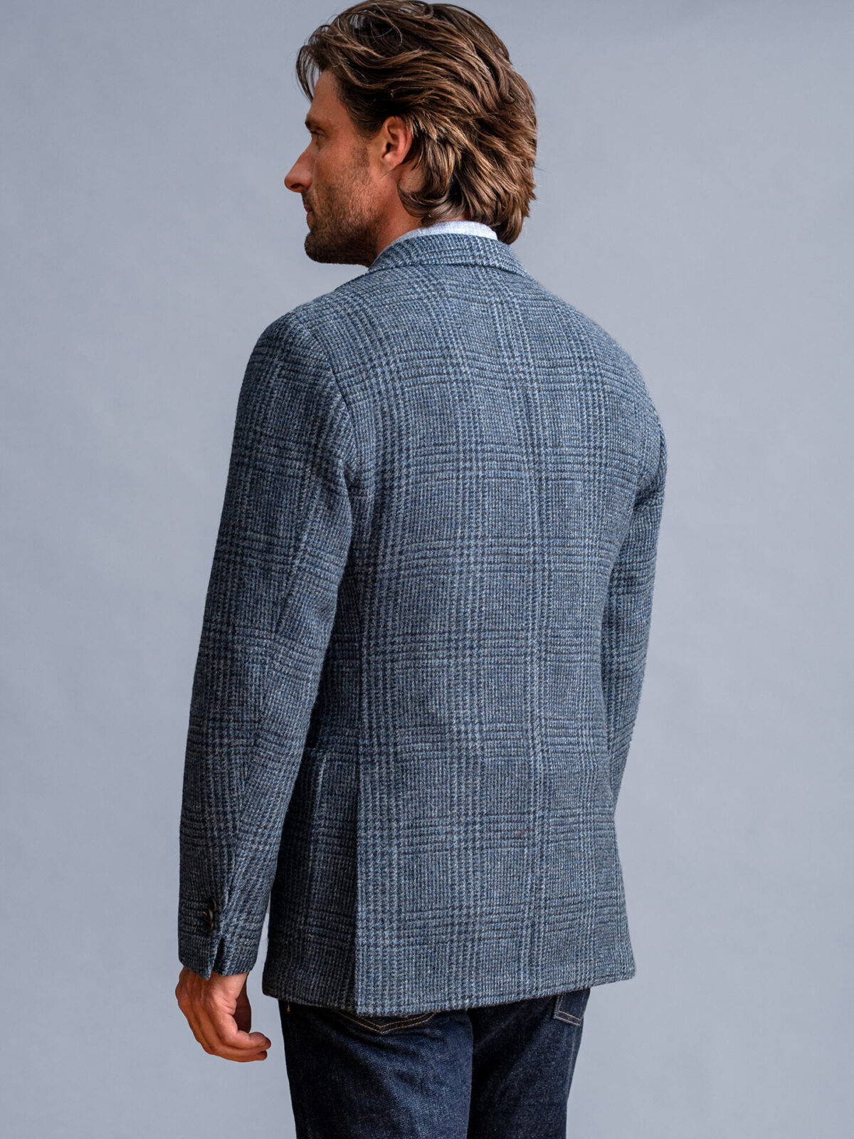 Waverly Blue Glen Plaid Shetland Wool Jacket - Custom Fit Tailored