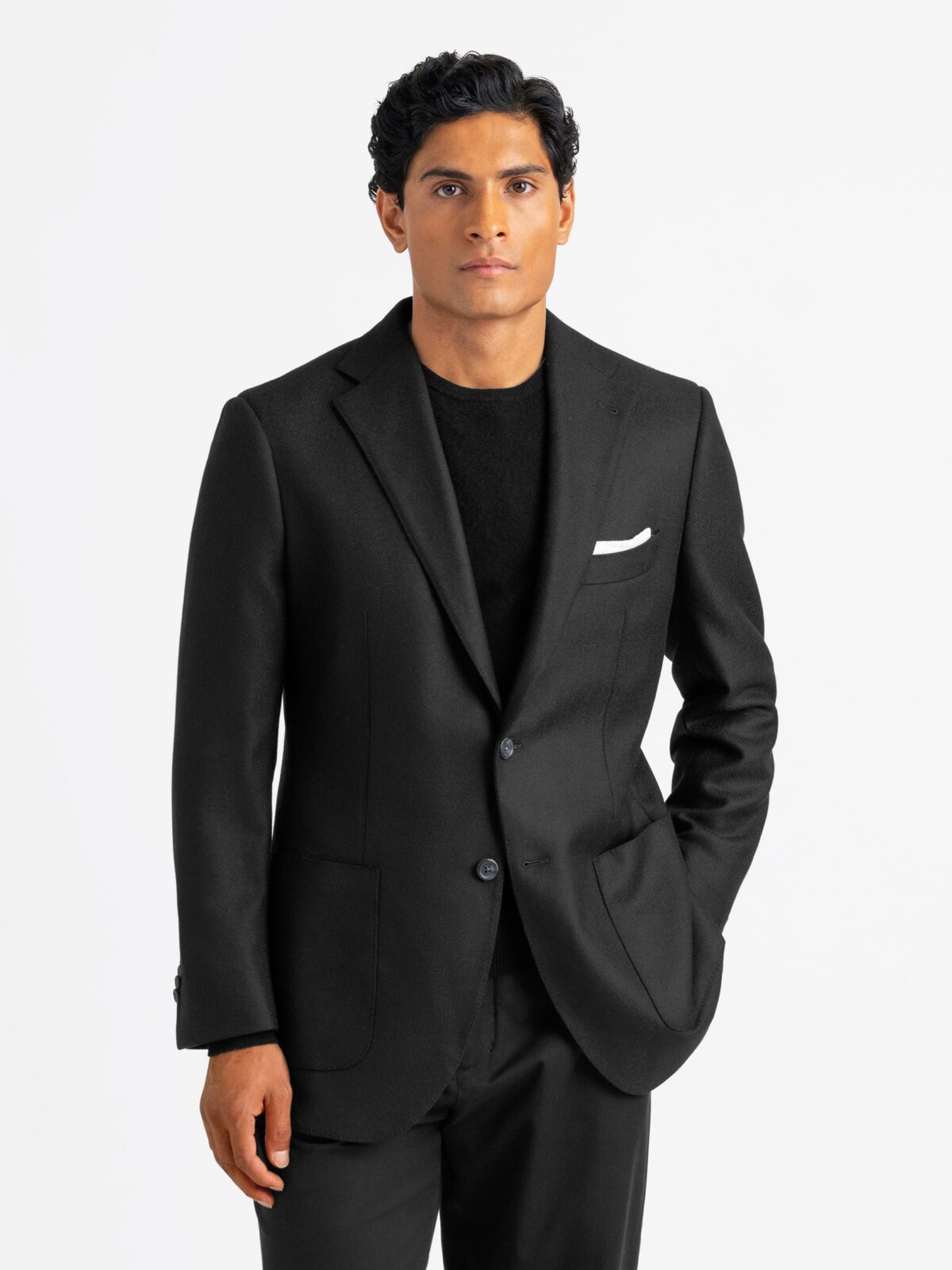 Black Italian Flannel Bedford Jacket - Custom Fit Tailored Clothing