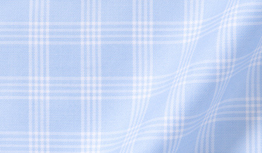 Fabric swatch of Non-Iron Supima Light Blue End-on-End Check Fabric