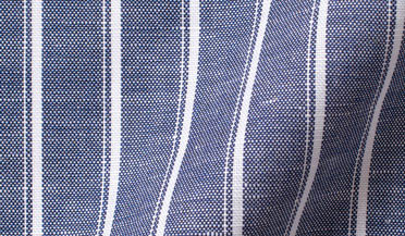 Fabric swatch of Thomas Mason Washed Slate Vintage Stripe Cotton Linen Oxford Fabric