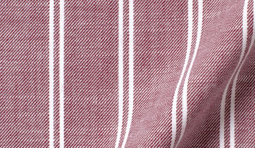 Fabric swatch of Albini Red Stripe Slub Twill Fabric