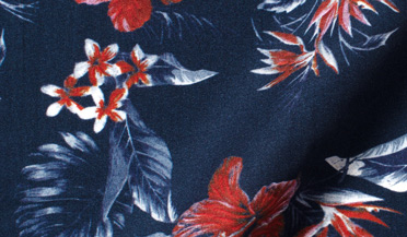 Shop Albini Navy and Red Floral Print Tencel