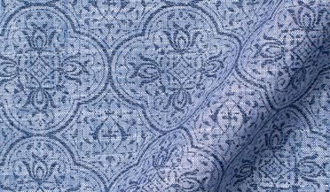 Fabric swatch of Albini Large Mosaic Print Chambray Fabric