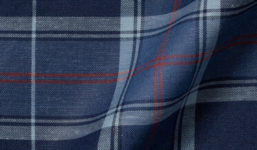 Shop Navy Cotton Tencel and Linen Blend Multi Plaid