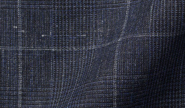 Shop Tessuti di Sondrio Navy Prince of Wales Check Linen