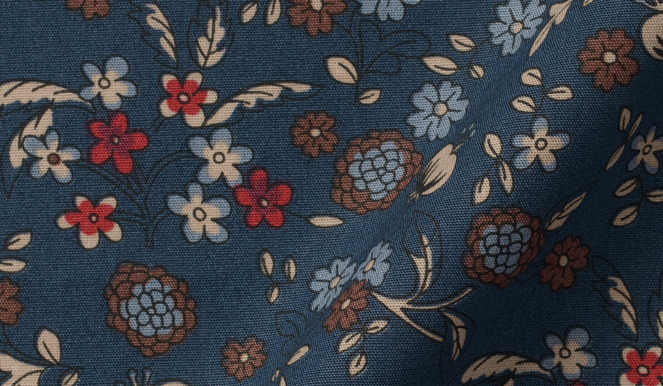 Shop Slate Blue Red and Brown Floral Print