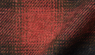Fabric swatch of Japanese Black and Red Low Twist Large Ombre Plaid Fabric