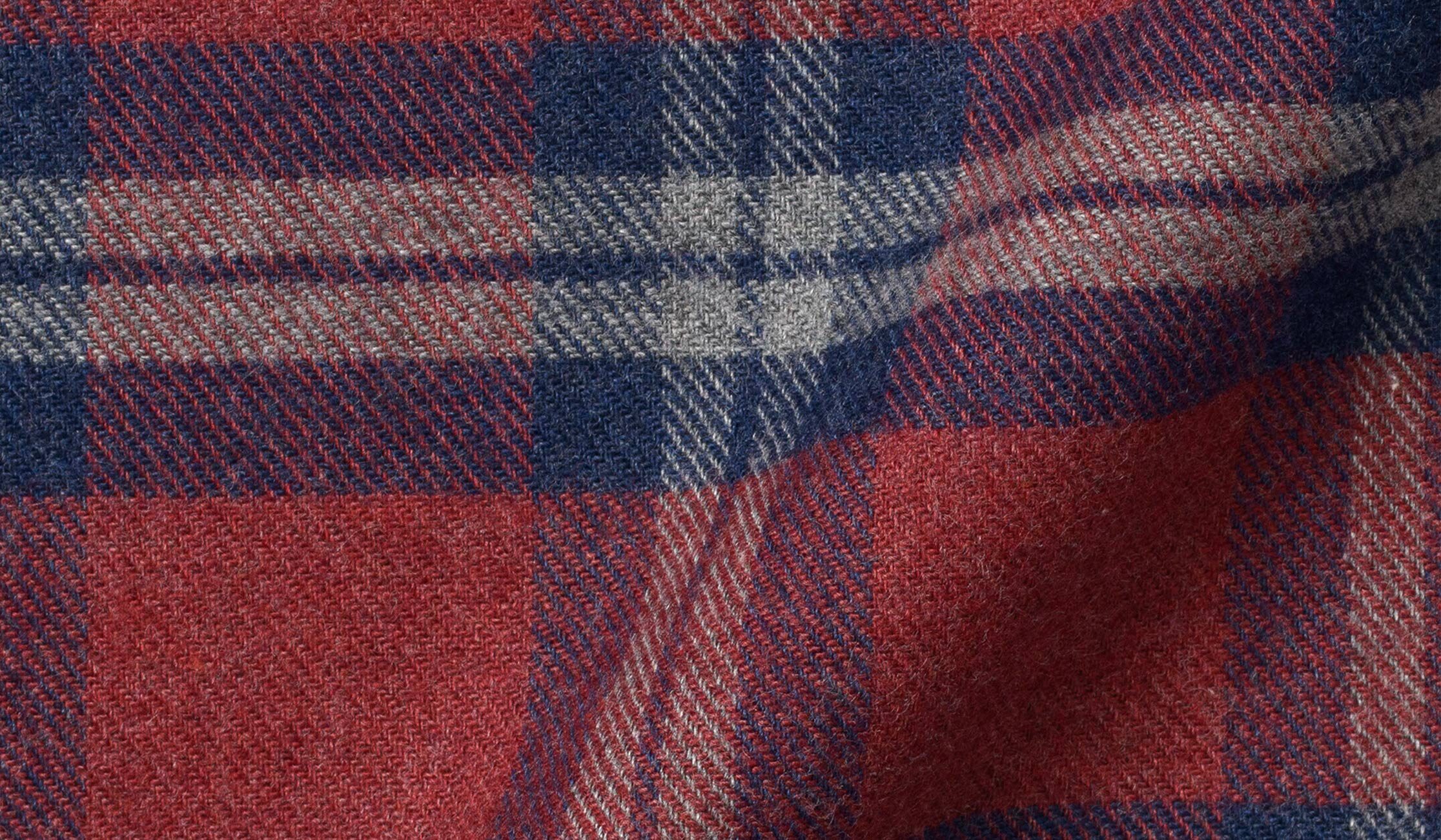 Fabric swatch of Teton Scarlet and Navy Plaid Flannel Fabric