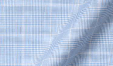 Fabric swatch of Non-Iron Stretch Light Blue Prince of Wales Check Fabric