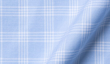 Fabric swatch of Non-Iron Stretch Light Blue End-on-End Check Fabric