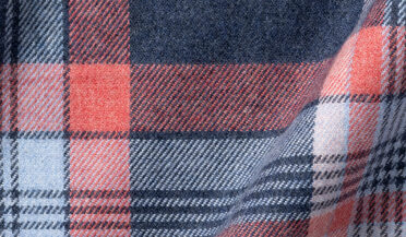 Fabric swatch of Canclini Slate and Salmon Plaid Beacon Flannel Fabric