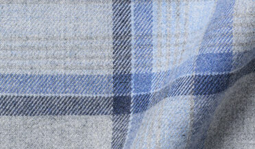 Fabric swatch of Canclini Light Grey and Blue Plaid Beacon Flannel Fabric
